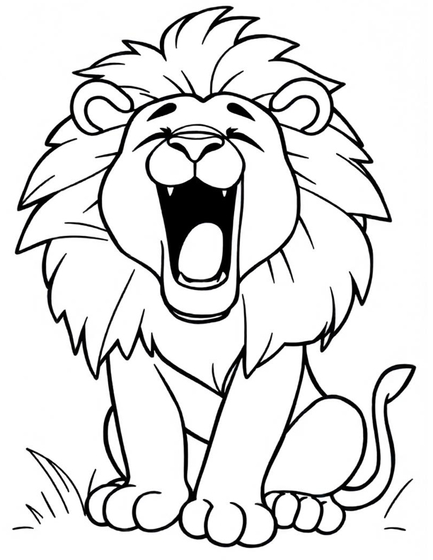 Cartoon lion roaring coloring page Cartoon lion roaring coloring page